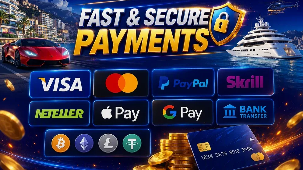 payment logos including Apple Pay, Visa, Skrill