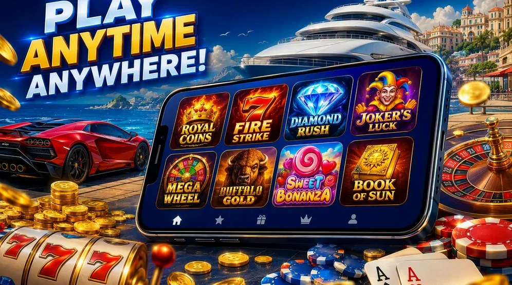 smartphone screen showing casino game lobby